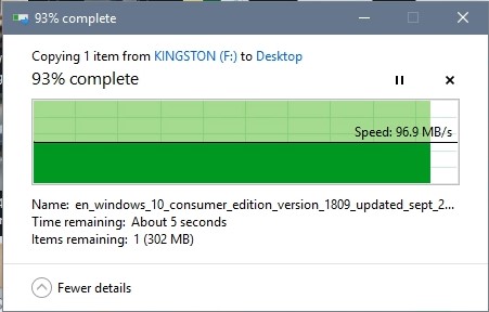 Test tốc độ đọc USB 16GB Kingston Datatraveler DT03 thủ công