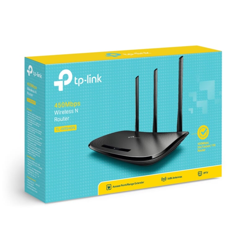 Router phát wifi TP Link TL WR940N chuẩn N 450 Mbps 3 ăng ten THDV 4