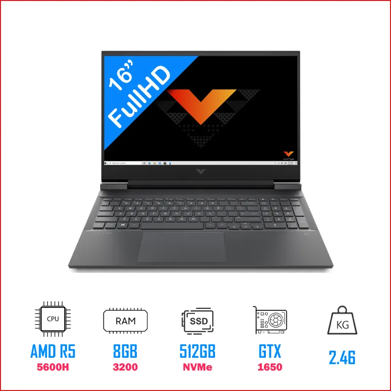 Laptop HP Gaming Victus 16 e0177AX 4R0U9PA R5 5600H8GB512GB SSD16.1 FHDGTX 1650
