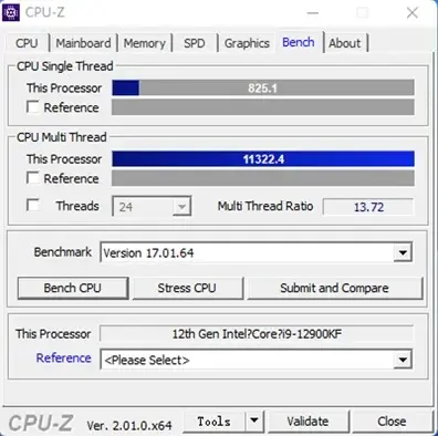 CPU Z Benchmark i9 12900K