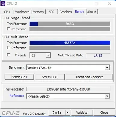 CPU Z Benchmark i9 13900K
