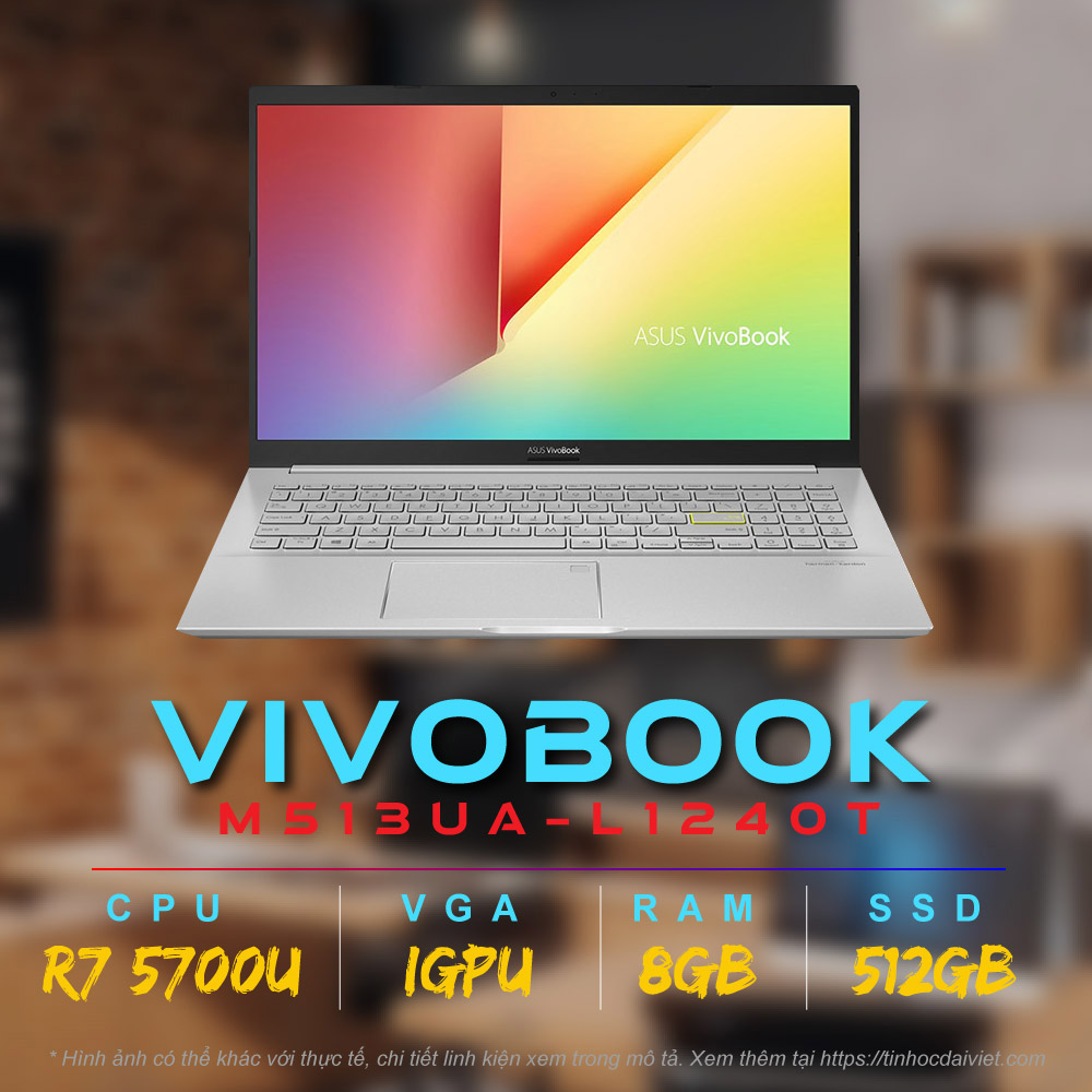 Laptop Asus Vivobook M513UA L1240T R7 5700U8GB512GBFHD OledBac10