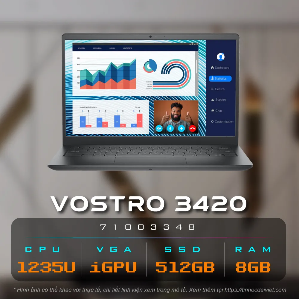 Laptop Dell Vostro 3420 71003348 Chinh Hang i5 1235U 8GB 512GBXam