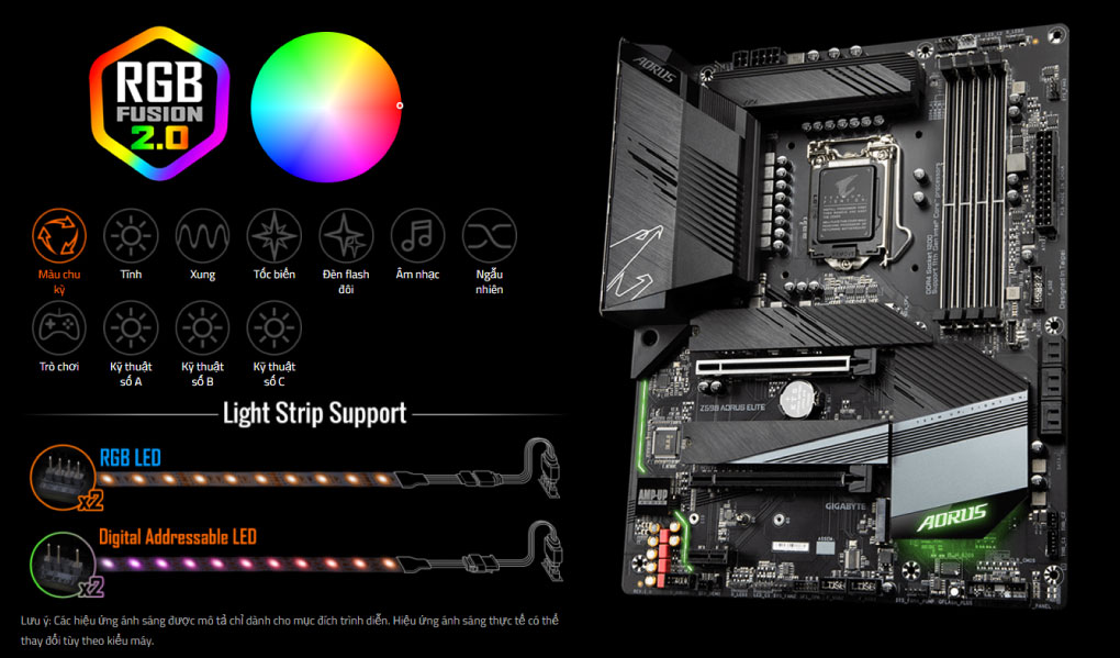 Mainboard Gigabyte Z590 AORUS ELITE Dai LED RGB Fusion