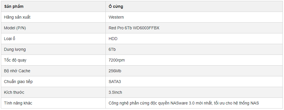 O Cung HDD WD6003FFBX Red Pro 6TB 1