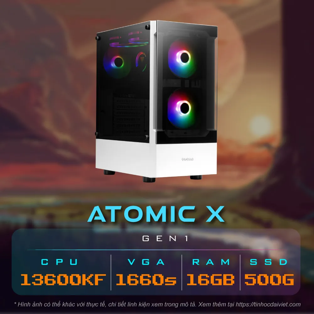 PC Gaming Dai Viet ATOMIC X GEN 1 i5 13600KF 16GB 500GB NVMe GTX 1660S