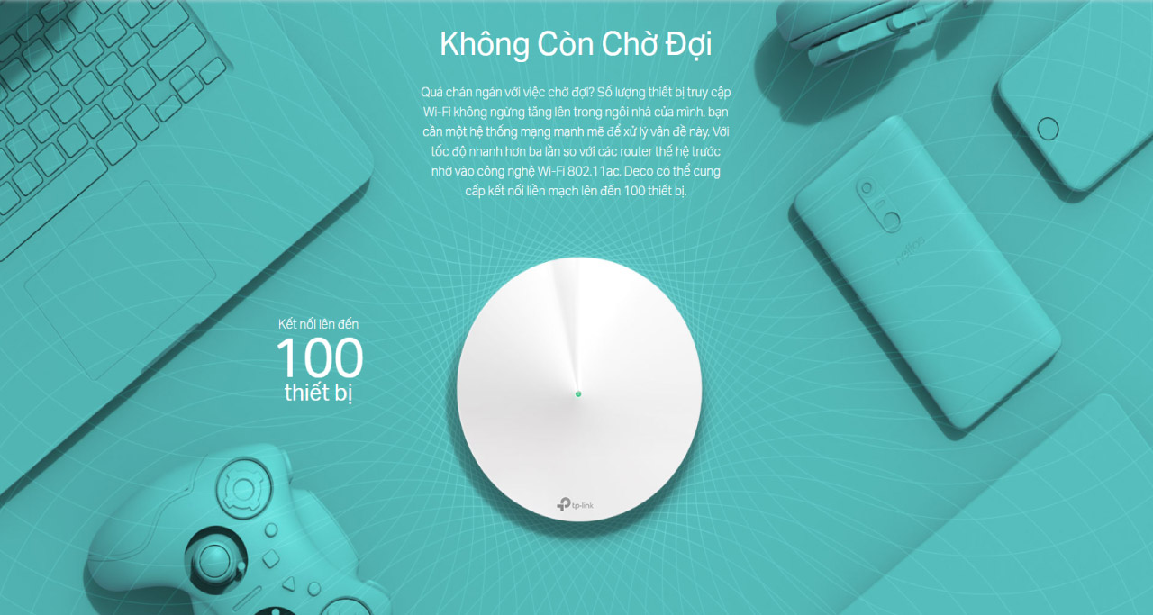 Router Wi Fi Bang Tan Kep TP Link Deco M5 1 Pack Chinh Hang Wireless AC1300Mbps 6