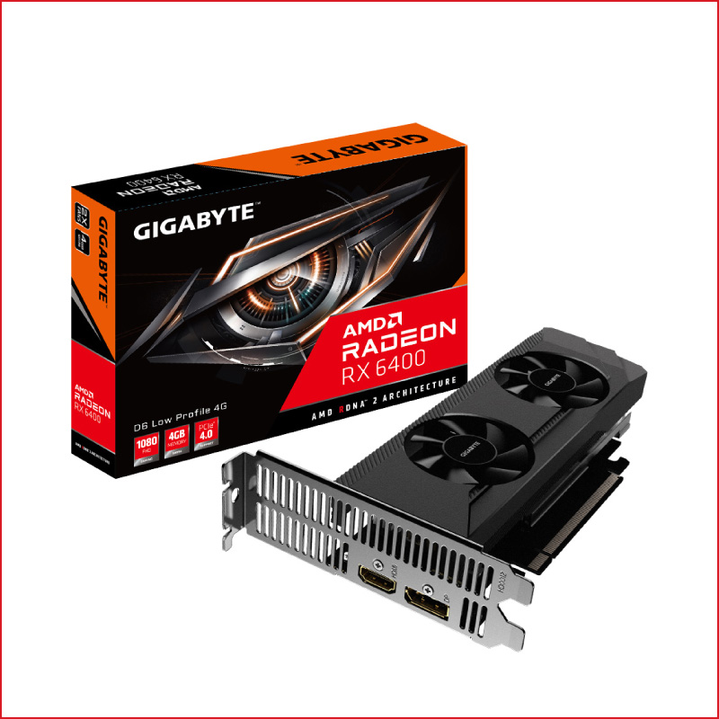 VGA Gigabyte Radeon RX 6400 D6 Low Profile 4G GV R64D6 4GL 2 Fan4GB64bitGDDR6HDMIDP 4