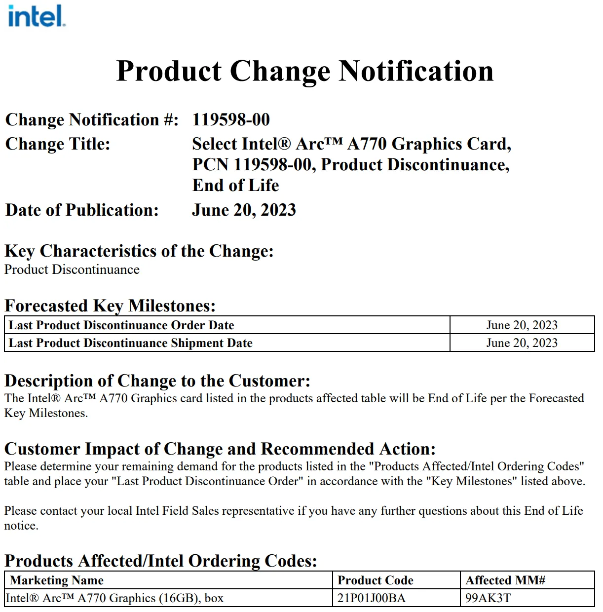 VGA Intel Arc A770 Limited Edition 16 GB Sap Ngung San Xuat 1